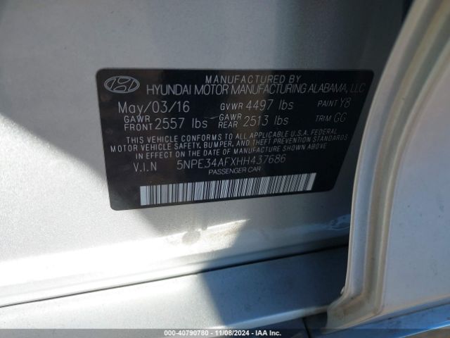 5NPE34AFXHH437686 Hyundai Sonata Sport
