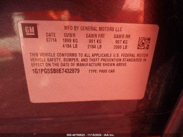 1G1PG5SB8E7432879 Chevrolet CRUZE LTZ