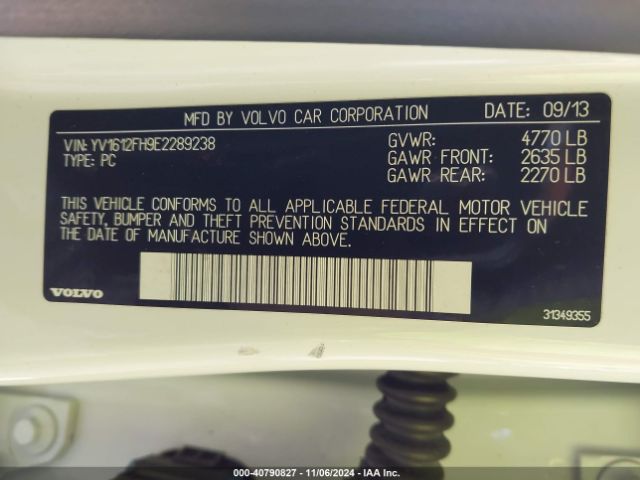 YV1612FH9E2289238 Volvo S60 T5