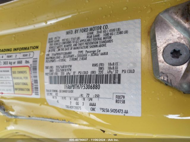 1FA6P8TH7F5306880 Ford Mustang Ecoboost