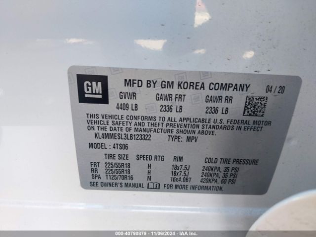 KL4MMESL3LB123322 Buick Encore Gx Awd Select