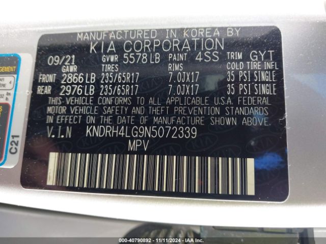 KNDRH4LG9N5072339 KIA Sorento Hybrid Ex