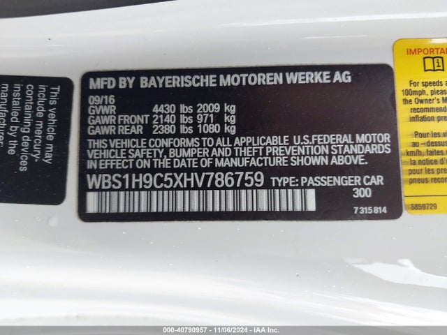 WBS1H9C5XHV786759 BMW M2