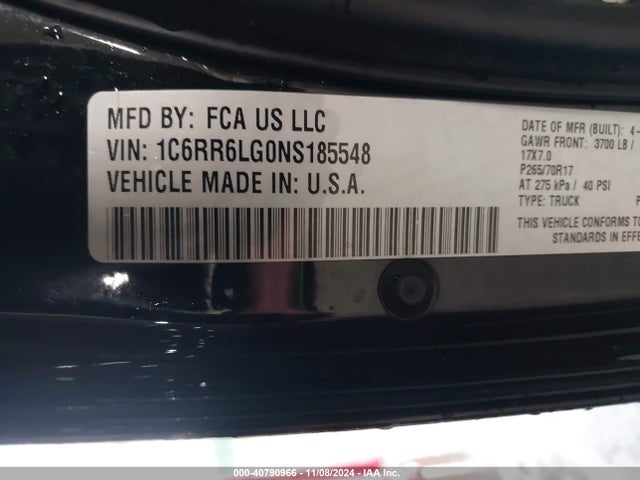 1C6RR6LG0NS185548 RAM 1500 Classic Slt  4x2 5'7 Box