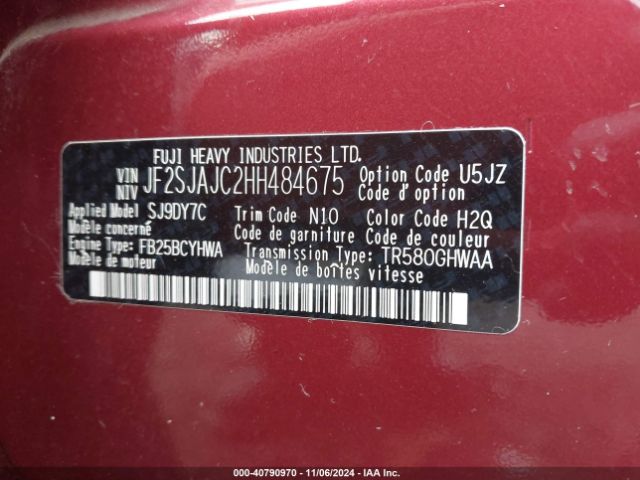 JF2SJAJC2HH484675 Subaru Forester 2.5i Limited