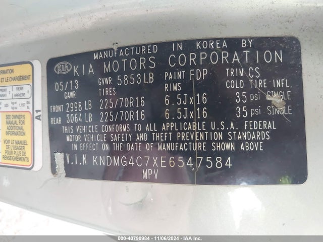 KIA SEDONA LX 2014 KNDMG4C7XE6547584 Image 9