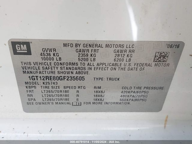 1GT12RE80GF235605 GMC SIERRA 2500HD
