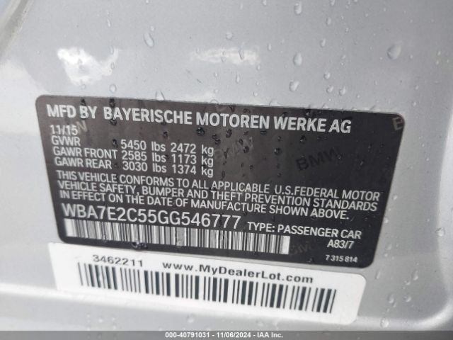 WBA7E2C55GG546777 BMW 740I