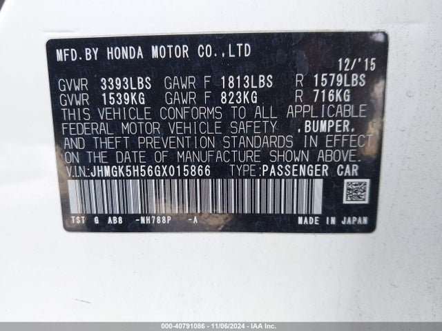 Honda FIT LX 2016 JHMGK5H56GX015866 Image 9