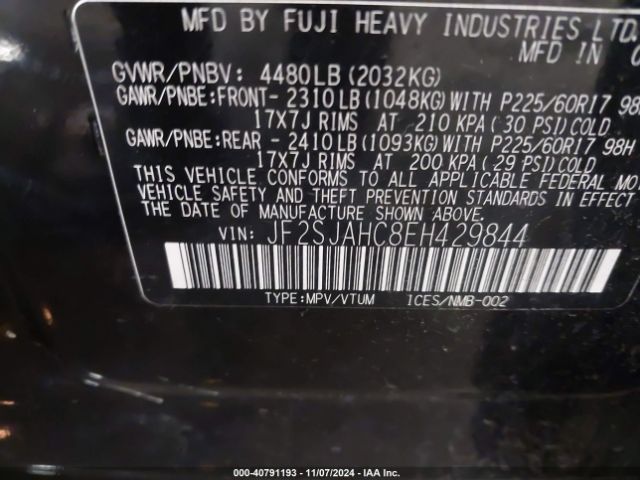 JF2SJAHC8EH429844 Subaru Forester 2.5i Limited