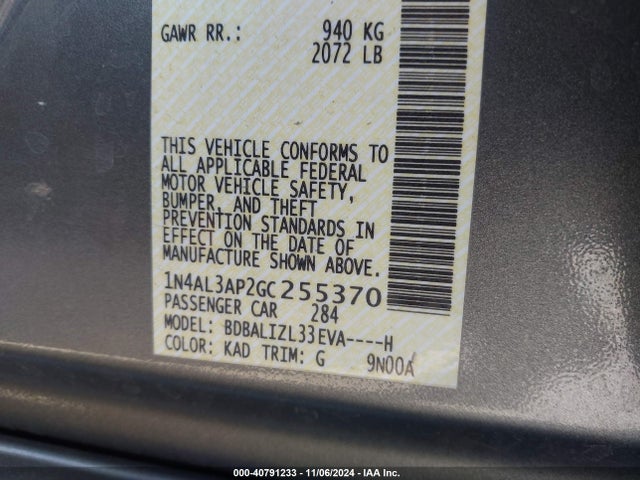 Nissan Altima 2.5 Sv 2016 1N4AL3AP2GC255370 Image 9