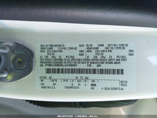 1FMCU0BZ5LUC08607 Ford Escape Se Sport Hybrid