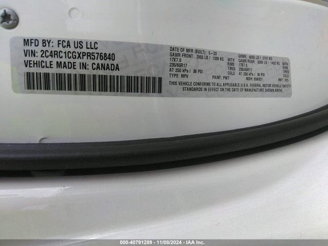 2C4RC1CGXPR576840 Chrysler Voyager Lx