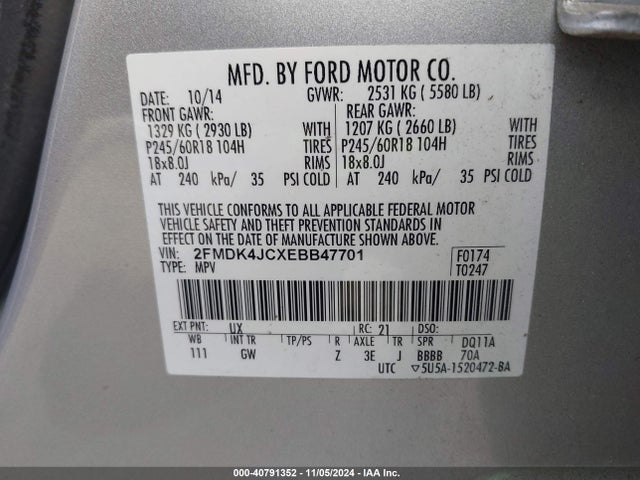 Ford EDGE SEL 2014 2FMDK4JCXEBB47701 Image 9