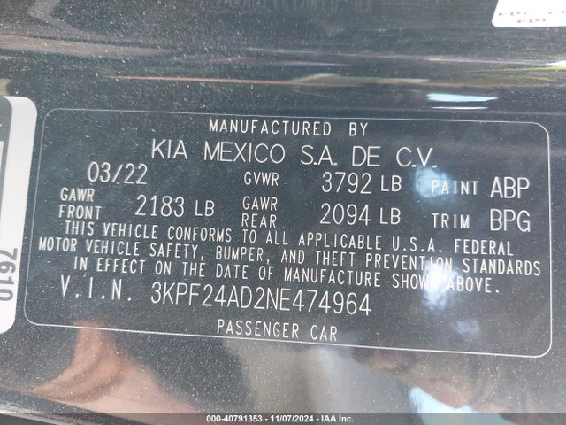 KIA Forte Lxs 2022 3KPF24AD2NE474964 Image 9