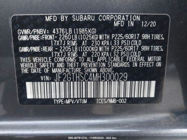JF2GTHSC4MH300029 Subaru Crosstrek Sport