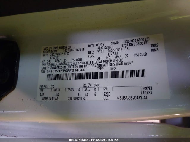Ford F-150 Xlt 2015 1FTEW1EP0FFB14344 Image 9