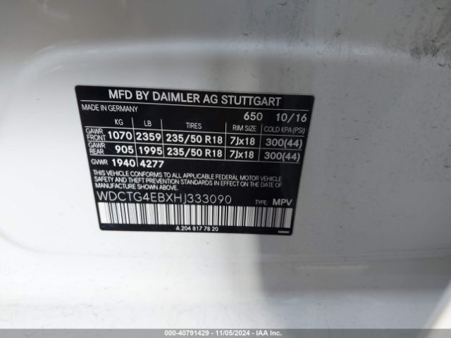 WDCTG4EBXHJ333090 Mercedes-Benz GLA 250