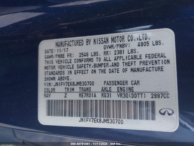 JN1FV7EK8JM530700 Infiniti Q60 3.0t Red Sport 400