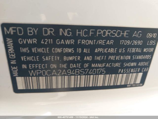 2011 PORSCHE 911 WP0CA2A94BS740175 Photo 8