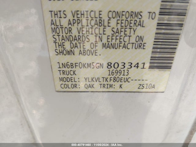 Aukcja sprzedaży 2016 Nissan Nv Cargo Nv1500 Sv V6, vin: 1N6BF0KM5GN803341, numer aukcji: 40791460
