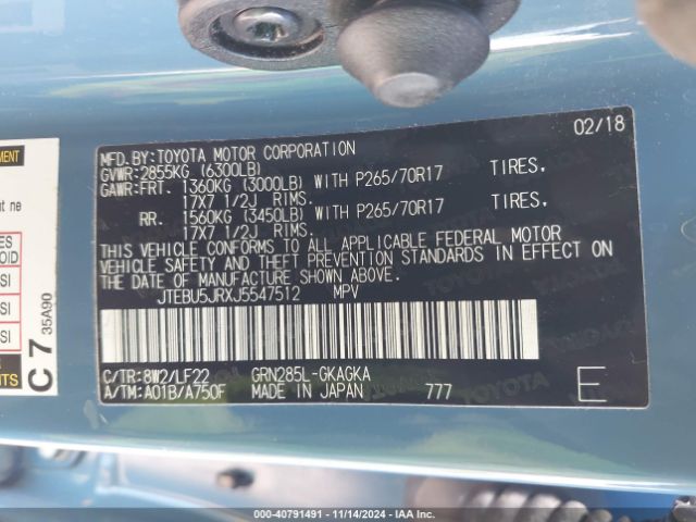 JTEBU5JRXJ5547512 Toyota 4runner Trd Pro