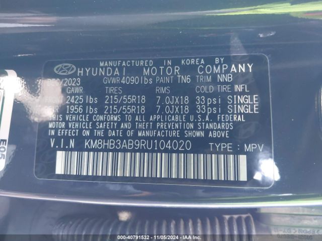 KM8HB3AB9RU104020 Hyundai Kona Sel