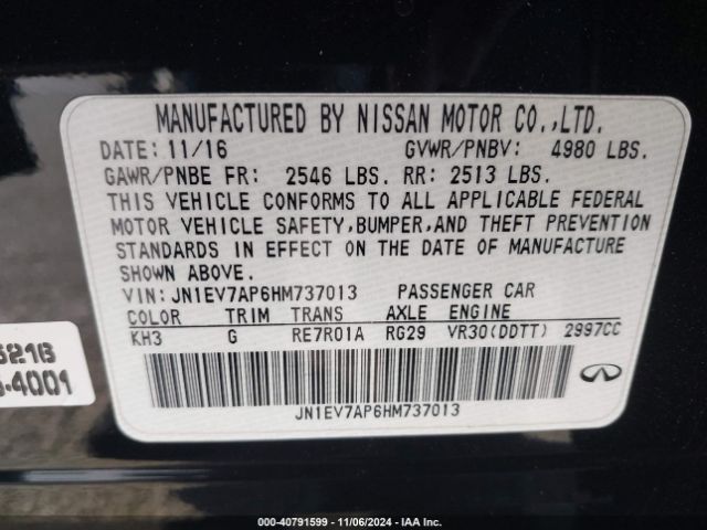 JN1EV7AP6HM737013 Infiniti Q50 3.0t Sport