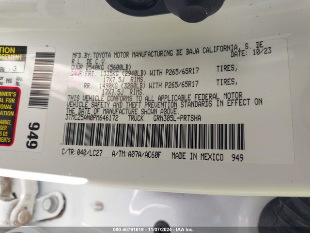 3TMCZ5AN0PM646172 Toyota Tacoma