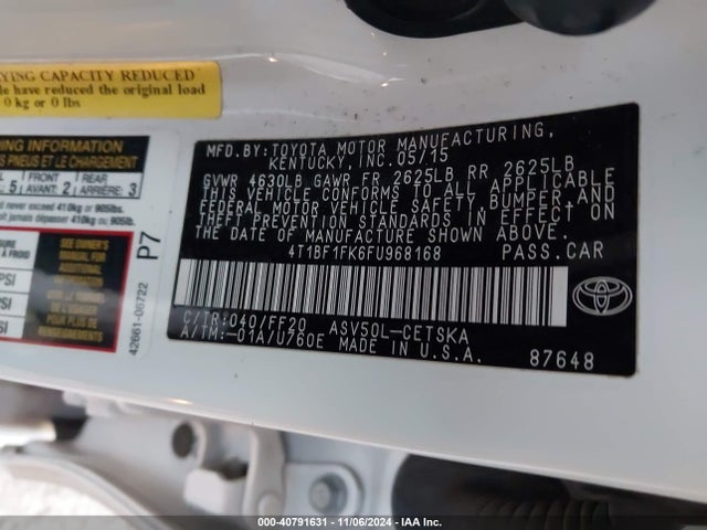 Toyota CAMRY SE 2015 4T1BF1FK6FU968168 Image 9