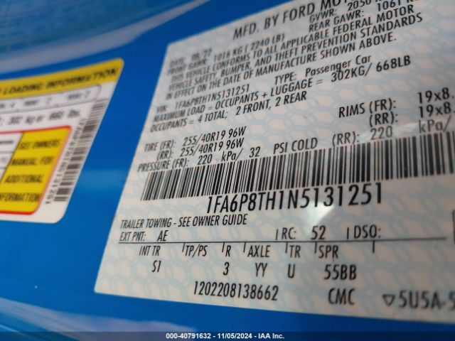 1FA6P8TH1N5131251 Ford Mustang Ecoboost Premium