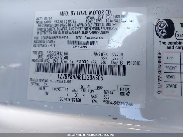 Ford Mustang V6 2014 1ZVBP8AM8E5306505 Image 9