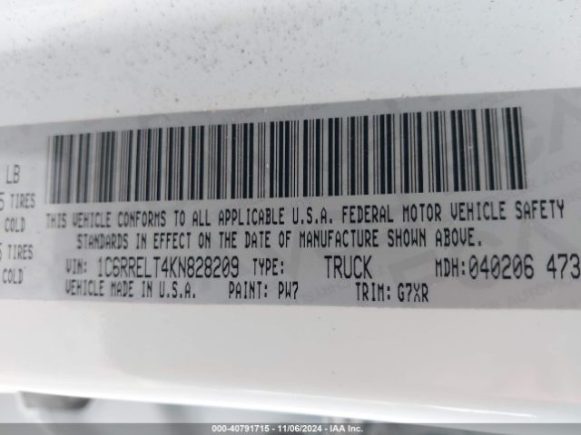 1C6RRELT4KN828209 RAM 1500 Rebel  4x2 5'7 Box
