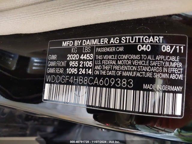 Aukcja sprzedaży 2012 Mercedes-benz C 250 Luxury/sport, vin: WDDGF4HB8CA609383, numer aukcji: 40791728