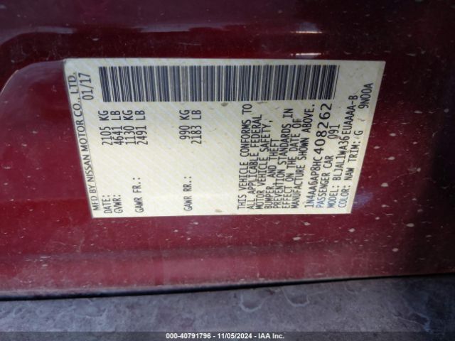 1N4AA6AP8HC408262 Nissan Maxima 3.5 Sr