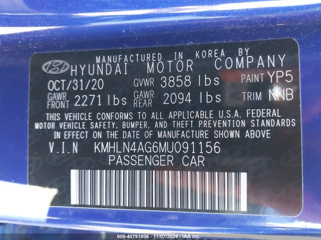 Hyundai ELANTRA SEL 2021 KMHLN4AG6MU091156 Image 9