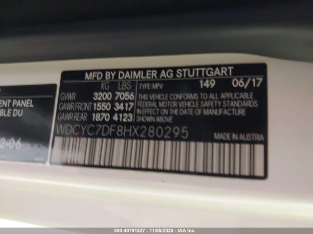 WDCYC7DF8HX280295 Mercedes-Benz Amg G 63 4matic
