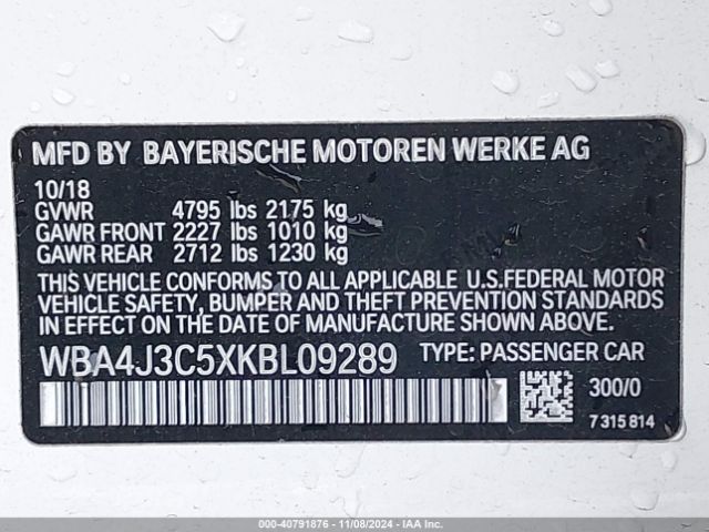 WBA4J3C5XKBL09289 BMW 430i Gran Coupe Xdrive
