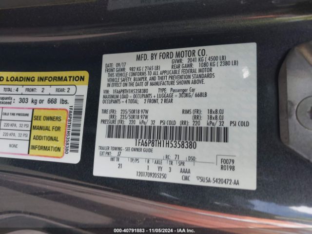 1FA6P8TH1H5358380 Ford Mustang Ecoboost