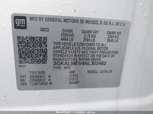 3GKALMEV4NL302462 GMC Terrain Fwd Sle