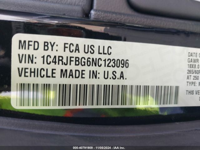 1C4RJFBG6NC123096 Jeep Grand Cherokee Wk Limited 4x4