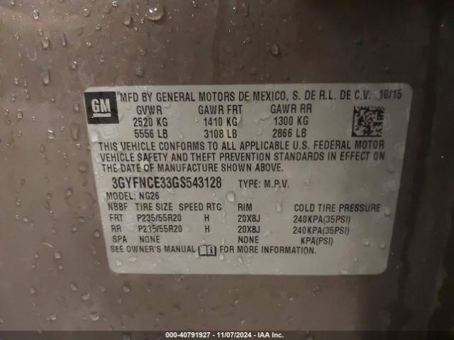3GYFNCE33GS543128 Cadillac Srx Performance Collection
