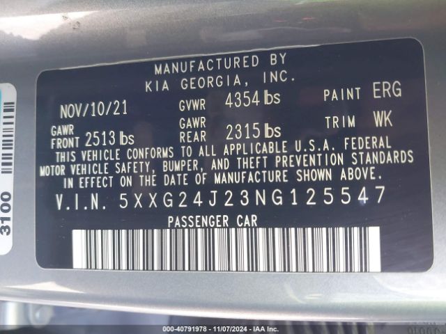 5XXG24J23NG125547 KIA K5 LX