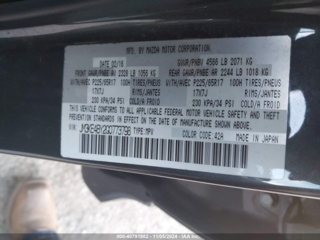 JM3KE4BY2G0773798 Mazda CX-5 SPORT