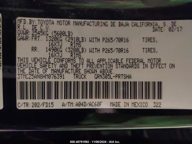 3TMCZ5AN8HM076391 Toyota Tacoma Trd Off Road
