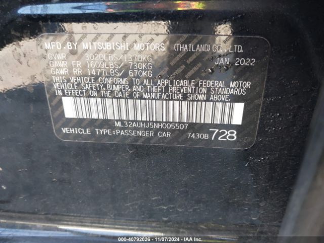 ML32AUHJ5NH005507 Mitsubishi Mirage Es/le