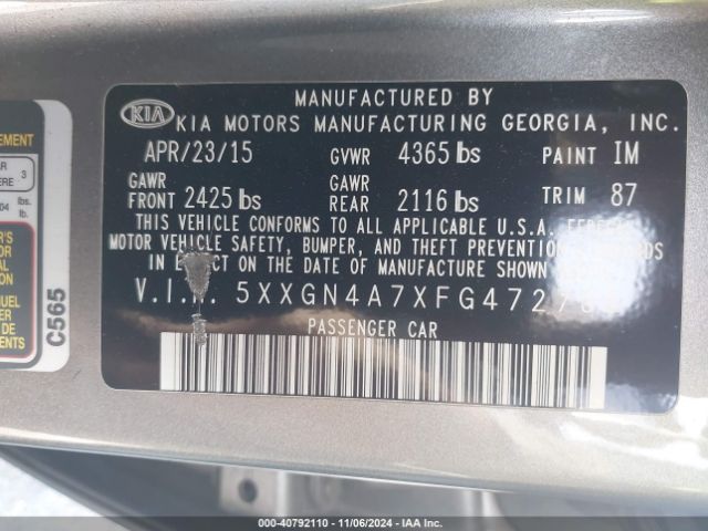 5XXGN4A7XFG472734 KIA OPTIMA EX