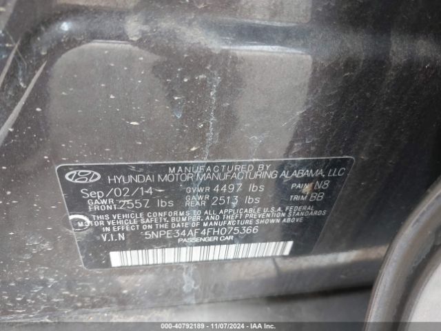 2015 HYUNDAI SONATA 5NPE34AF4FH075366 Photo 8