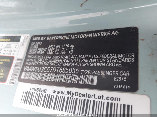 2013 MINI HARDTOP WMWSU3C57DT685055 Photo 8