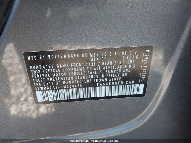 3VWDB7AJ9HM238429 Volkswagen Jetta 1.4t Se